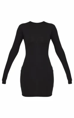 Black Cotton Tie Scoop Back Mini Dress