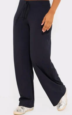 Black Cotton Wide Leg Pants