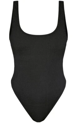 Black Crinkle Bow Side Swimsuit