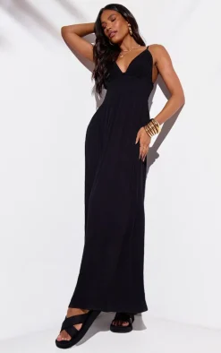 Black Crinkle Maxi Beach Dress