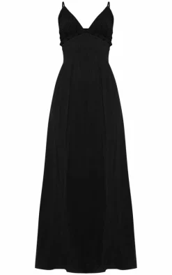 Black Crinkle Maxi Beach Dress