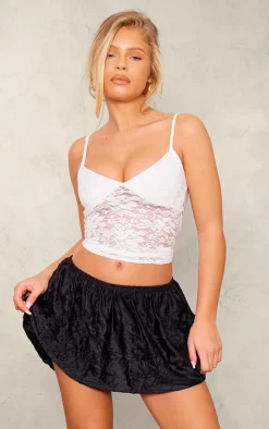 Black Crinkle Woven Micro Mini Puffball Skirt