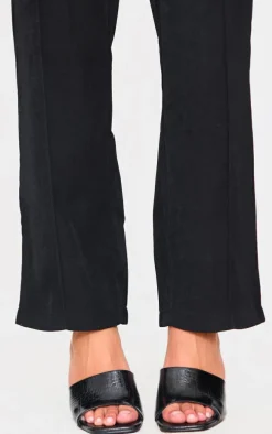 Black Croc PU Square Toe Wedge Heeled Sandals