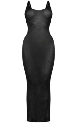 Black Crochet Cut Out Maxi Beach Dress