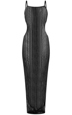 Black Crochet Netted Halterneck Side Split Beach Dress