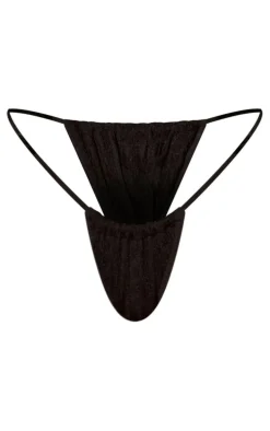 Black Crochet Netted Tie Side Bikini Bottoms