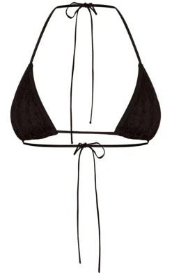 Black Crochet Netted Triangle Bikini Top