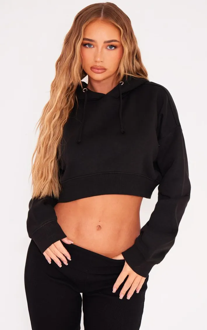 Black Cropped Fit Hoodie