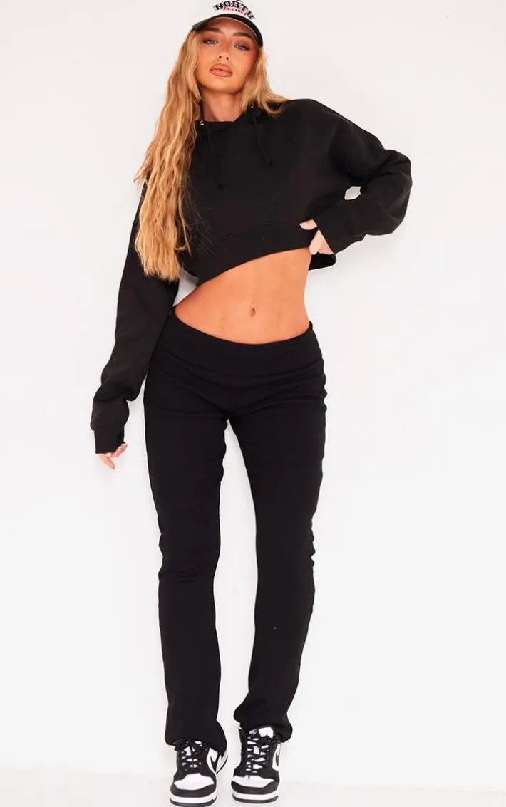 Black Cropped Fit Hoodie