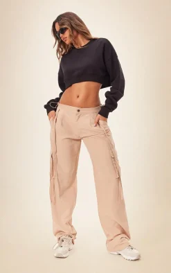 Black Curve Hem Cropped Sweatshirt