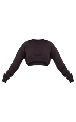 Black Curve Hem Cropped Sweatshirt