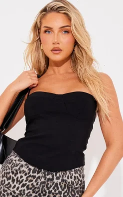 Black Curved Hem Bengaline Corset