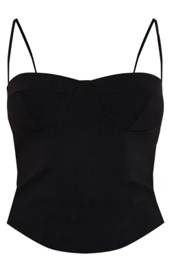 Black Curved Hem Bengaline Corset