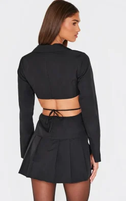Black Cut Out Back Long Sleeve Shift Dress