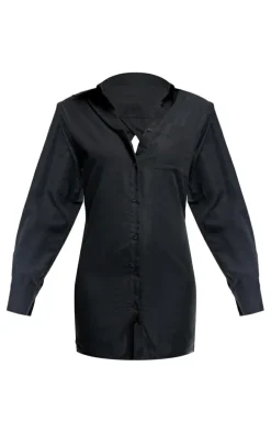 Black Cut Out Buckle Shirt Dress