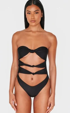 Black Cut Out Knot Swimsuit