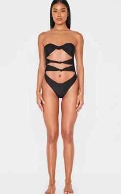 Black Cut Out Knot Swimsuit