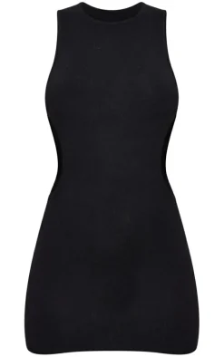 Black Cut Out Side Soft Knit Dress