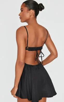Black Cut Out Tie Back Shift Dress