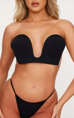 Black Deep U Stick On Bra