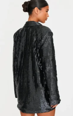 Black Diamante Blazer Dress