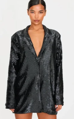 Black Diamante Blazer Dress