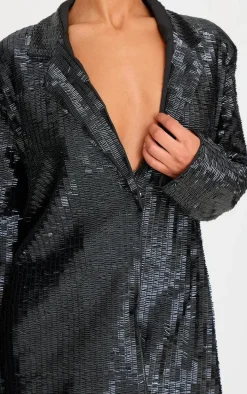 Black Diamante Blazer Dress