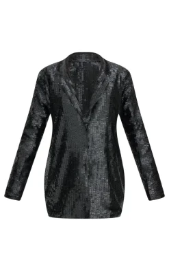 Black Diamante Blazer Dress