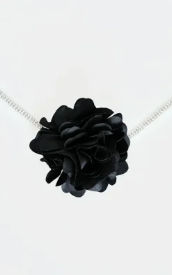 Black Diamante Flower Choker