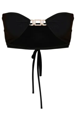 Black Diamante Trim Bandeau Top