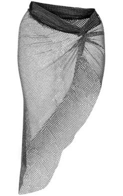 Black Diamante Twist Maxi Skirt