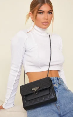 Black Diamond Quilted Cross Body Bag