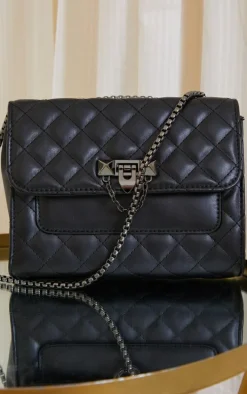 Black Diamond Quilted Cross Body Bag