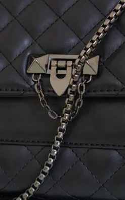 Black Diamond Quilted Cross Body Bag