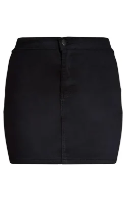 Black Disco Fit Denim Skirt