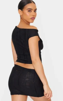 Black Distressed Asymmetric Top