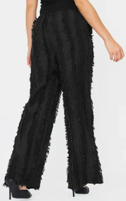 Black Distressed Low Rise Straight Leg Pants
