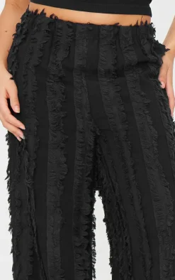 Black Distressed Low Rise Straight Leg Pants