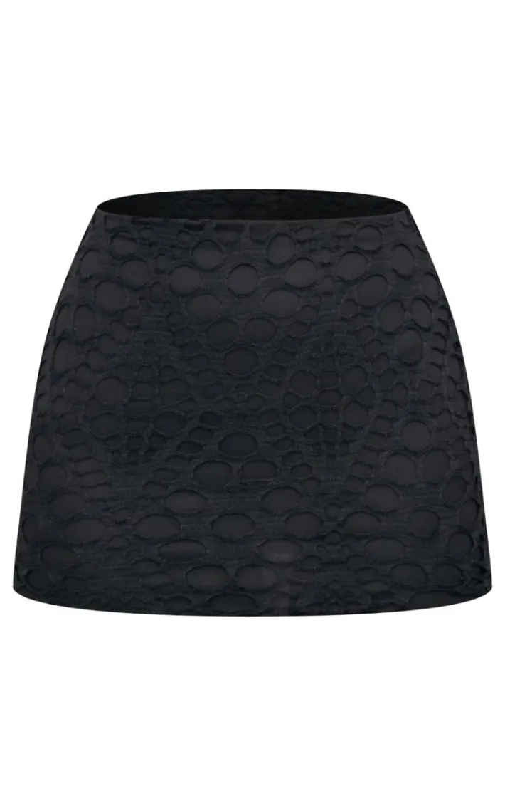Black Distressed Overlay Micro Mini Skirt