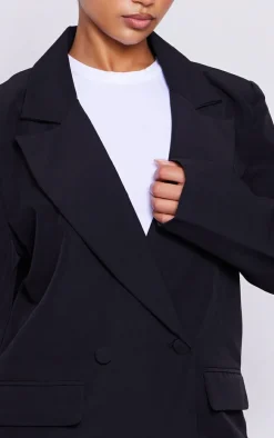 Black Double Breasted Oversized Boxy Fit Blazer