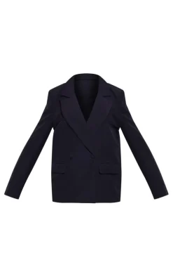 Black Double Breasted Oversized Boxy Fit Blazer