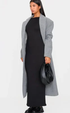 Black Double Contour High Neck Maxi Dress