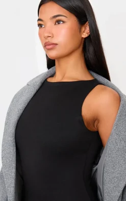 Black Double Contour High Neck Maxi Dress