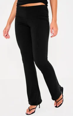 Black Double Contour Jersey Skinny Flared Pants