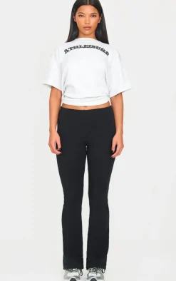 Black Double Contour Jersey Flared Pants