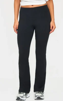 Black Double Contour Jersey Flared Pants