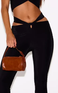 Black Double Layer Slinky Twist Flare Pants