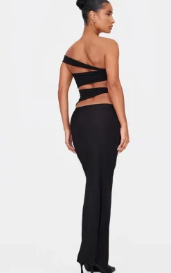 Black Double Slinky Extreme Cut Out Maxi Dress