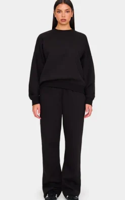 Black Drawstring Wide Leg Sweatpants