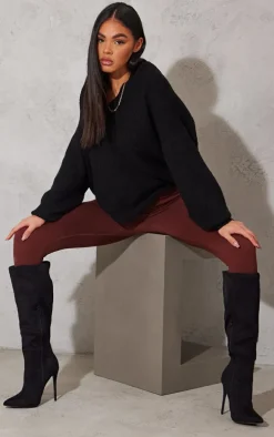 Black Emmi Faux Suede Knee Boots